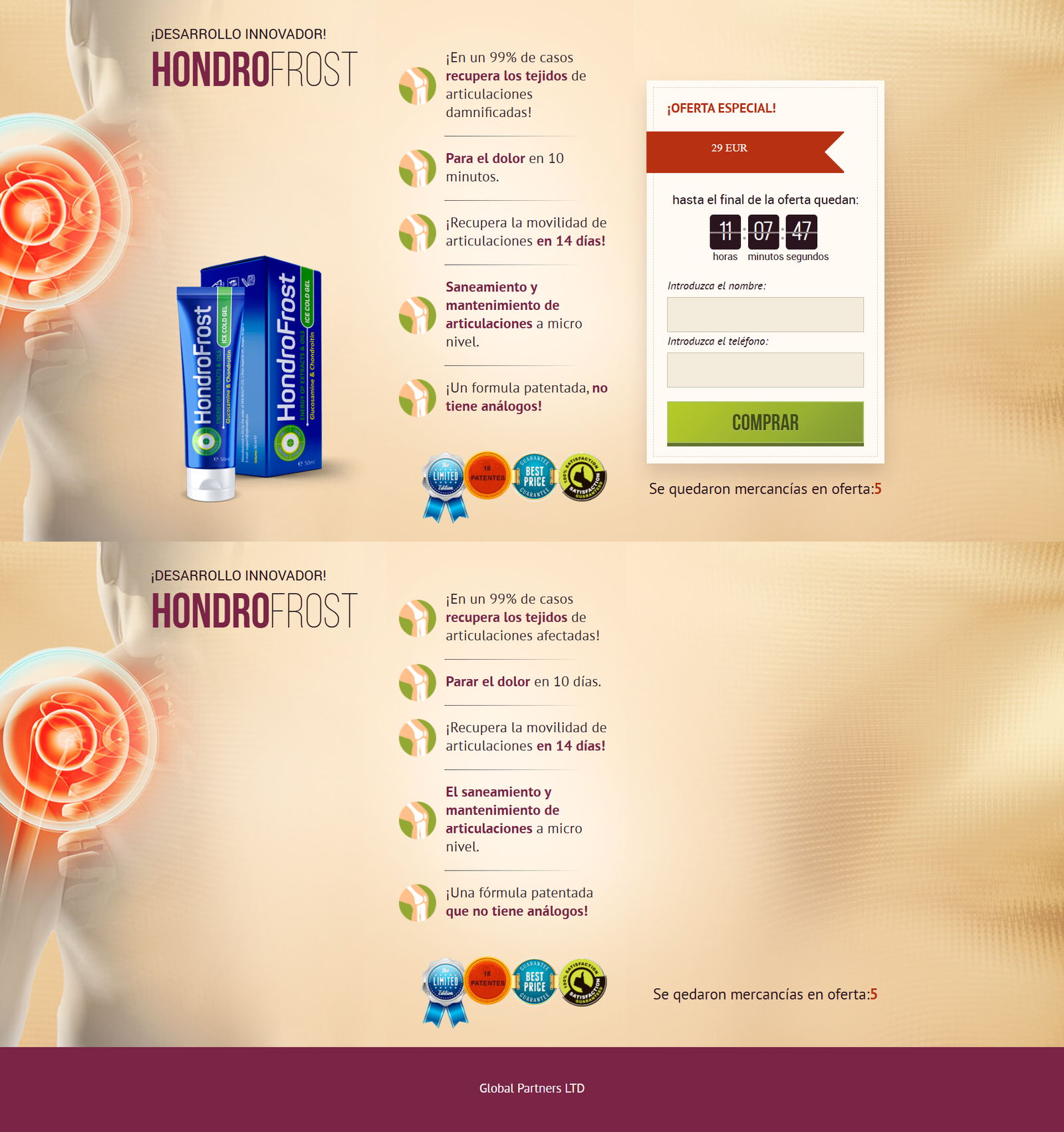 Hondrofrost crema Espanha